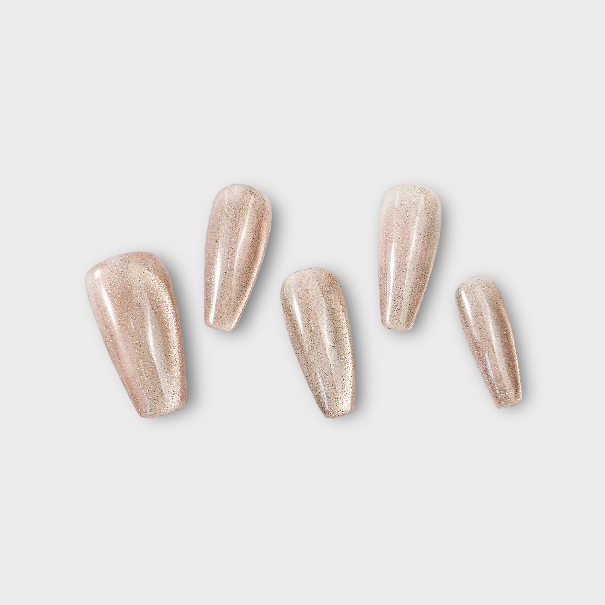 brb press on nail set, coffin cateye pink