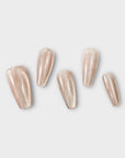 brb press on nail set, coffin cateye pink