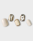 bling bar baroque handmade press on nail set white and jewels