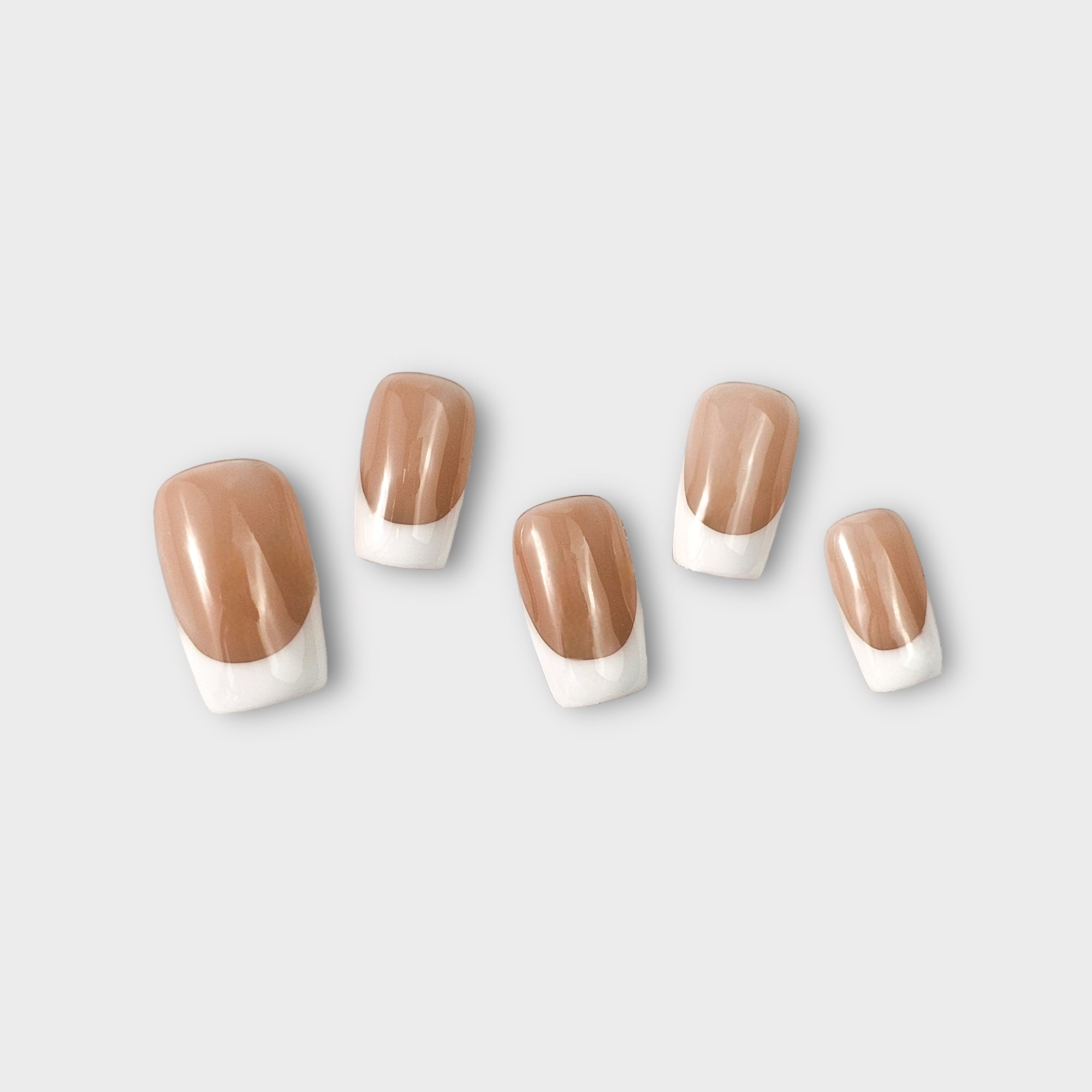 handmade french tip white nude press on nails