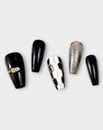 bling bar medusa snake dark green and white coffin presso n nails