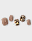 bling bar mosaic press on nail set brown nude and jewels