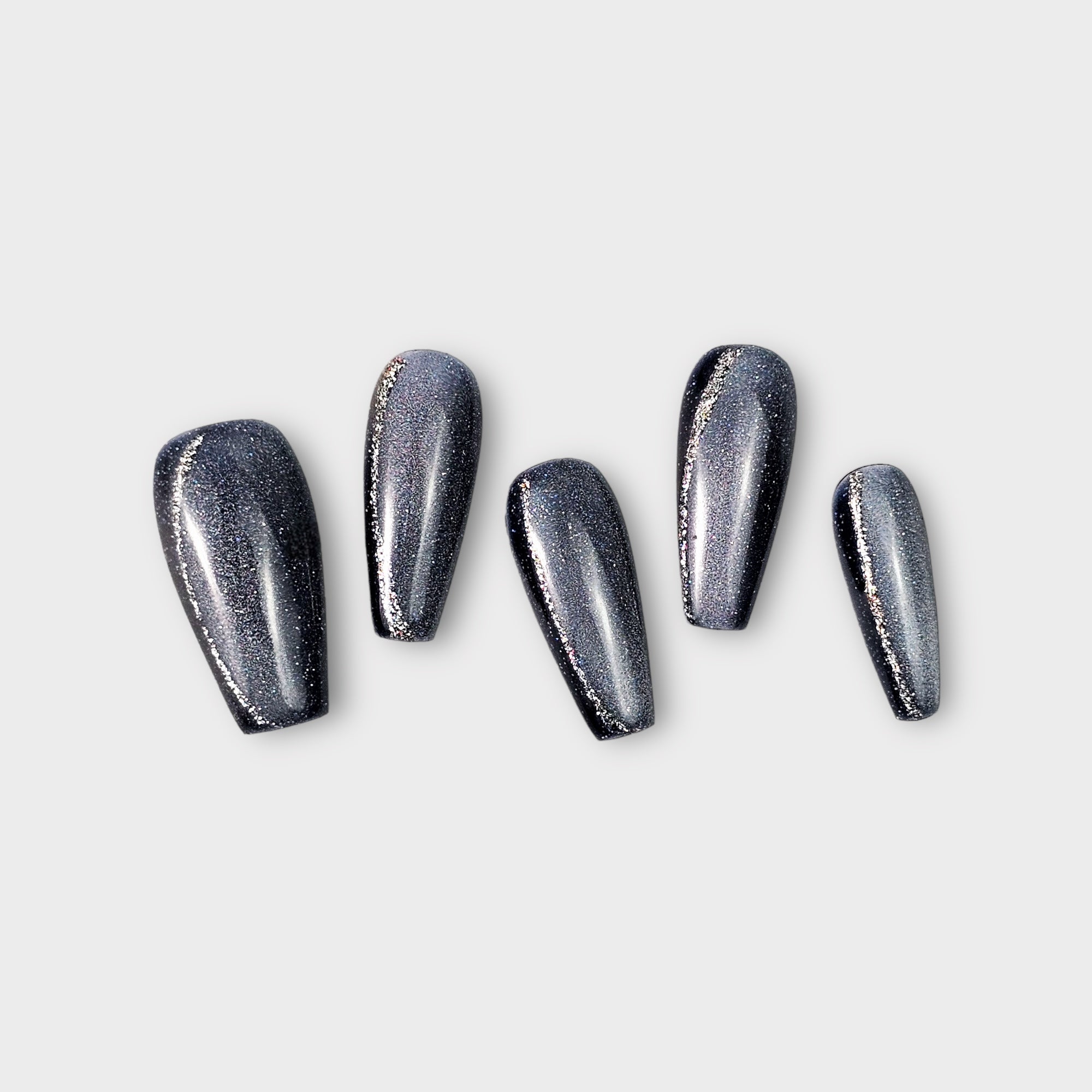 nebula bling bar press on nails set new york cateye dark space blue