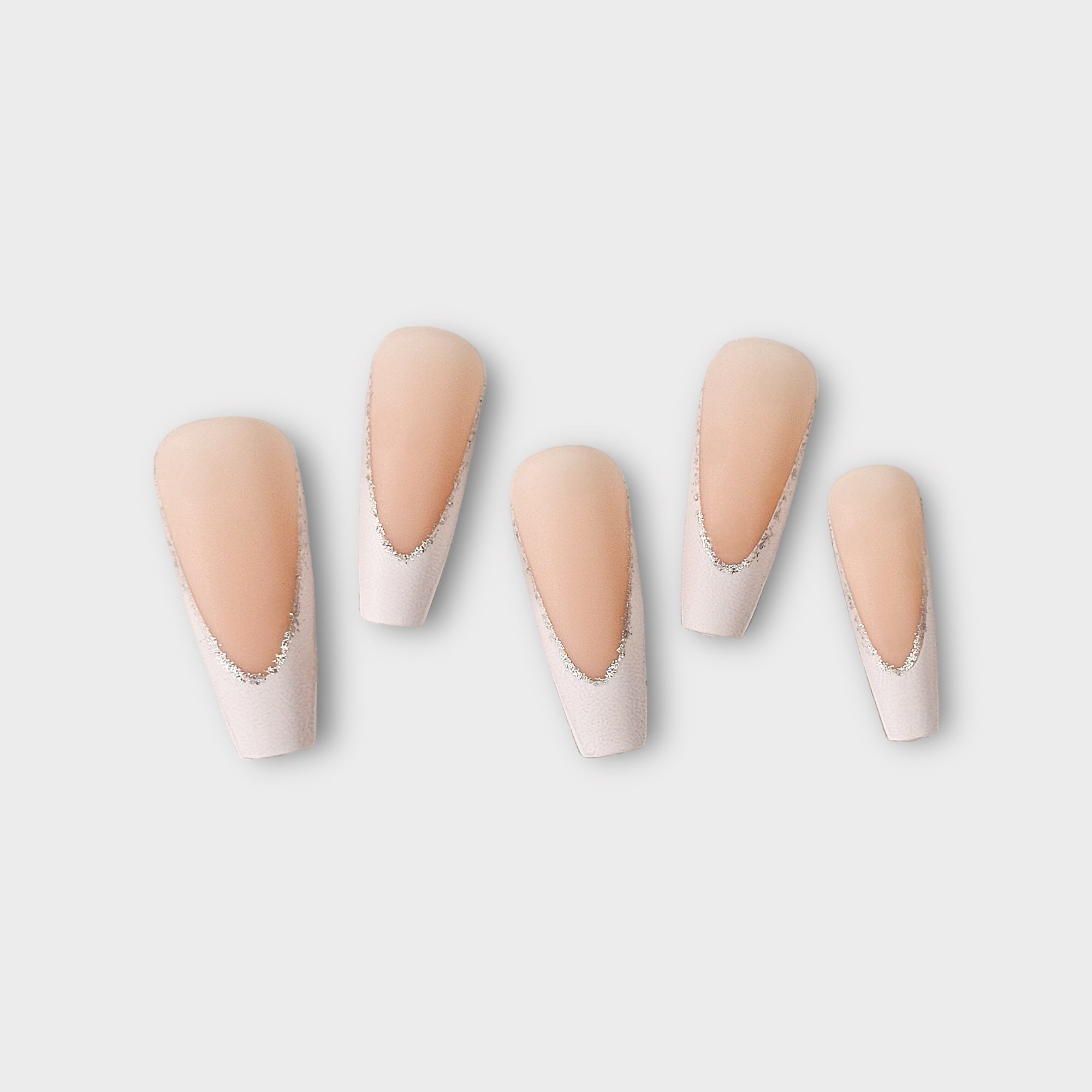 park ave white and nude long coffin press on nails