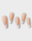 park ave white and nude long coffin press on nails